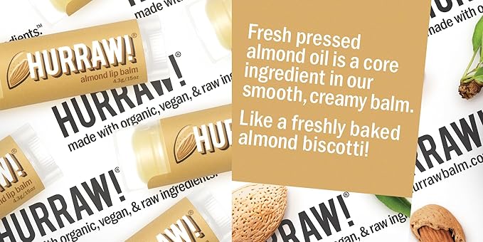 Hurraw! Almond, Coconut, Licorice Lip Balms, Palm
