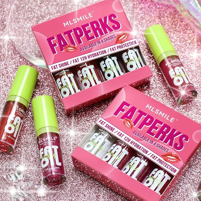 4 Colors Lip Oil Lip Glaze, Big Brush Head Hydrating Lip Glow Oil, Shiny Transparent Lip Gloss Plumping, Smooth Glossy Finish Clear Tint Shiny and Vegan, Moisturizing Non-Sticky Formula