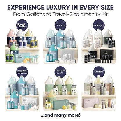 Amenity Kit | Boxed Hotel Toiletries Bulk Set | 1 oz Shampoo, Conditioner, Lotion, Body Wash & Body Bar Soap | 1 Set per Case