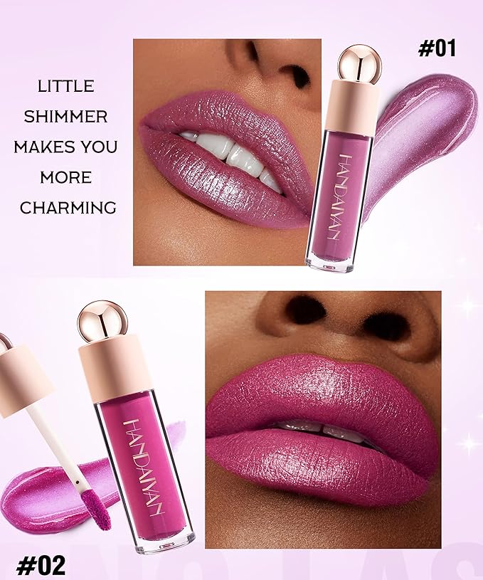 Shimmer Matte Lip Gloss, Diamond Shiny Waterproof Lipstick, Glitter Lipstick for Lips, Eyes, Cheeks (#03)