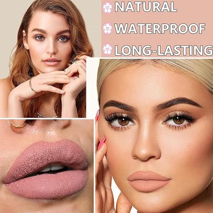 3P Matte Nude Lipstick,Silky Velvet Nude Paper Tube Gloss,Waterproof