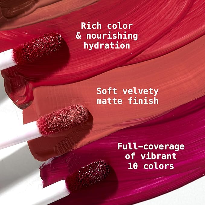 Ruby Kisses Velvet Lip Gloss, Matte Finish Lipstick, Rich Color, Long Lasting Lip Stain, Light Weight, Nourishing Hydration, High Pigment Lip Tint (WARM KISS)