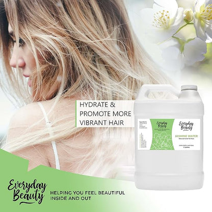 Jasmine Water Facial Toner - Bulk 1 Gallon - All Natural Hydrating Spray Mist for Face and Hair - 100% All Natural Jasmine Water Hydrosol