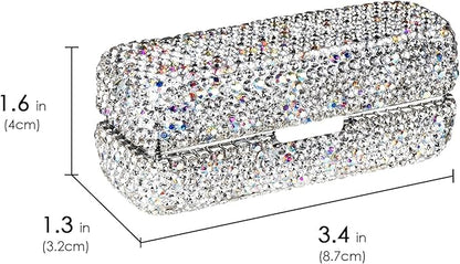 Lipstick Case with Mirror, Rhinestone Crystal Lipstick Organizer Organizer