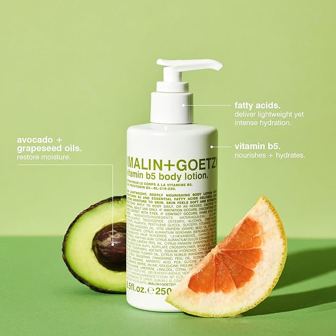 Malin + Goetz Vitamin B5 Body Lotion for Women & Men, 8.5 Fl. Oz. — Body Moisturizer for Dry Skin, All Skin Types, Dry Skin Moisturizer, Hydrating Body Lotion, Vegan & Cruelty Free