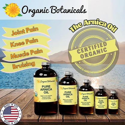 Arnica Oil - Pure Organic Muscle Discomfort Bottle - Organic Arnica Oil for Bruising and Swelling, Arnica Montana Oil for Muscle and Joint Discomfort, Arnica Massage Oil (8 oz)