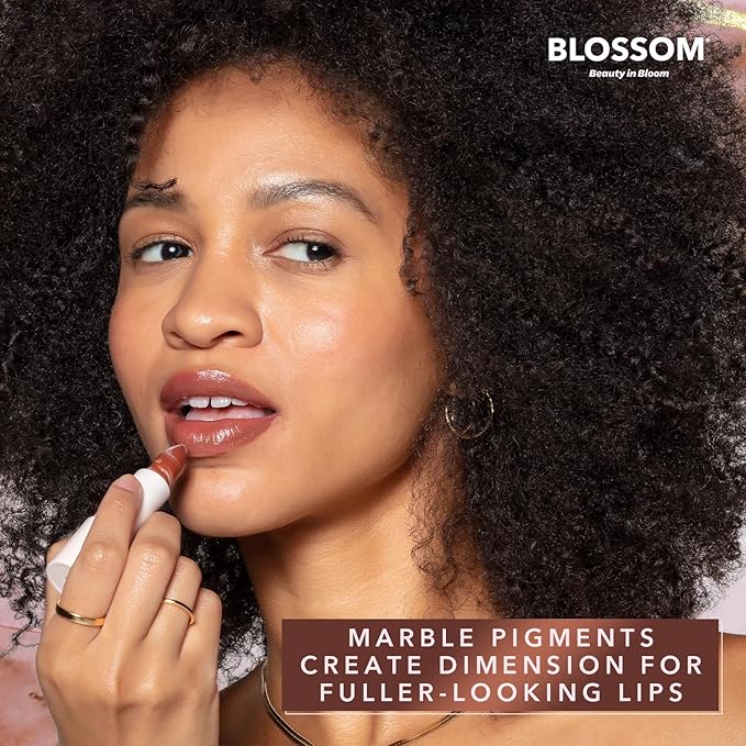 Blossom Marble Shimmer Lip Balm Moisturizing Lipstick with Shea Butter, Jojoba, Olive Oil, 0.12oz/3.5g, Desert Sand