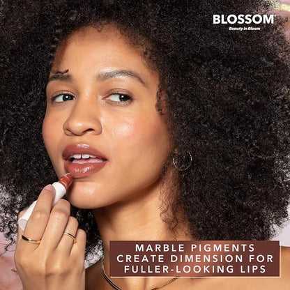 Blossom Marble Shimmer Lip Balm Moisturizing Lipstick with Shea Butter, Jojoba, Olive Oil, 0.12oz/3.5g, Desert Sand