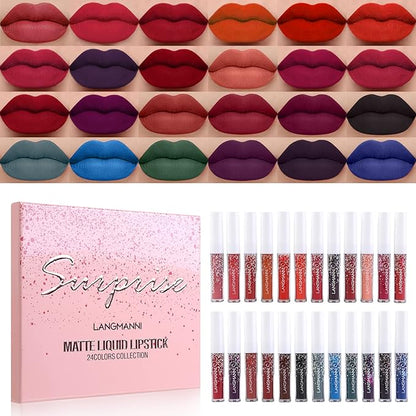 Matte Liquid Lipstick Set 24 Colors Shining Lip Shining