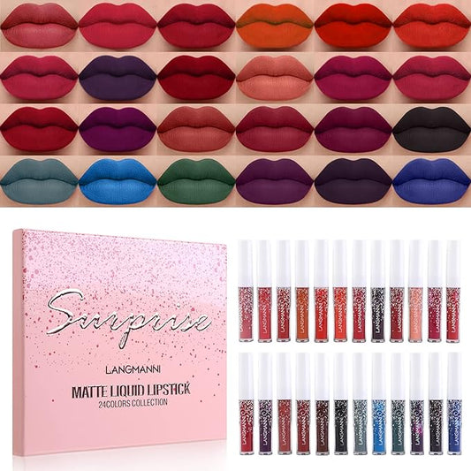 Matte Liquid Lipstick Set 24 Colors Shining Lip Shining