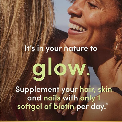 Nature's Bounty Biotin Hair Skin and Nails Vitamins, Supports Healthy Hair, Skin and Nails, 10,000 mcg, 120 Softgels (Pack of 1)