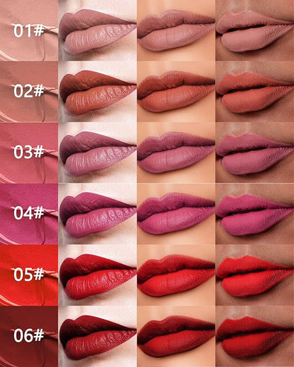 Matte Liquid Lipstick Lipgloss Set-2Pcs Long Lasting Lip Gloss Waterproof Lip Stain Tint, Highly Pigmented Nude Pink Red Super Velvet Lipstick, Non-Stick Cup Lip Color Stay,Christmas Makeup Gift-01+02