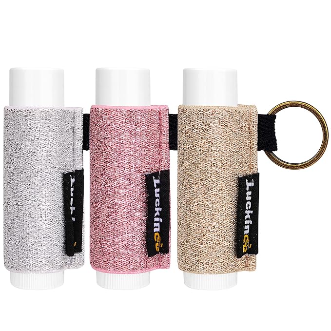 3PCS Lip Balm Holder Keychain Shinny Chapstick Holder Gloss