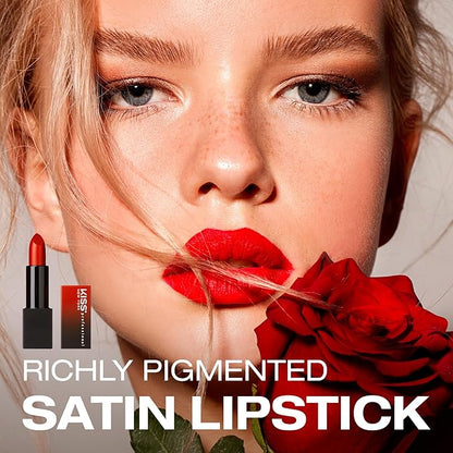 KISS NEW YORK Professional Rich Pigmented Lipstick, Smooth Creamy Satin Finish, Long Lasting, Infused with Shea Butter and Vitamin E (Poppy)