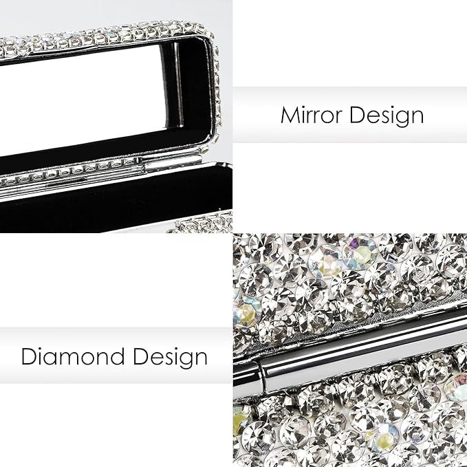 Lipstick Case with Mirror, Rhinestone Crystal Lipstick Organizer Organizer