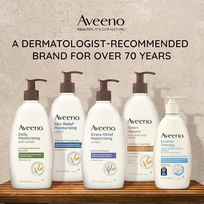 Aveeno Skin Relief Moisturizing Lotion for Very Dry Skin with Soothing Triple Oat & Shea Butter Formula, Dimethicone Skin Protectant Helps Heal Itchy, Dry Skin, Fragrance-Free, 33 fl. oz