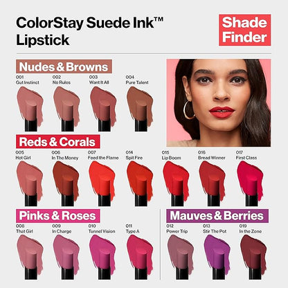 REVLON Lipstick, ColorStay Suede Ink, Built-in Primer, Infused Lipstick, 09 oz