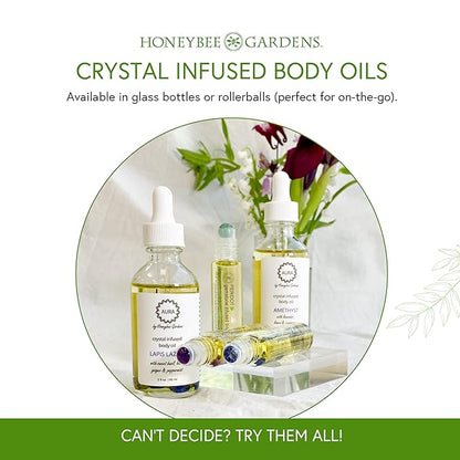Honeybee Gardens Crystal Infused Body Oil, Rose Quartz, Organic, Moisturizing, Non-Greasy, for All Skin Types, 2 Fl Oz