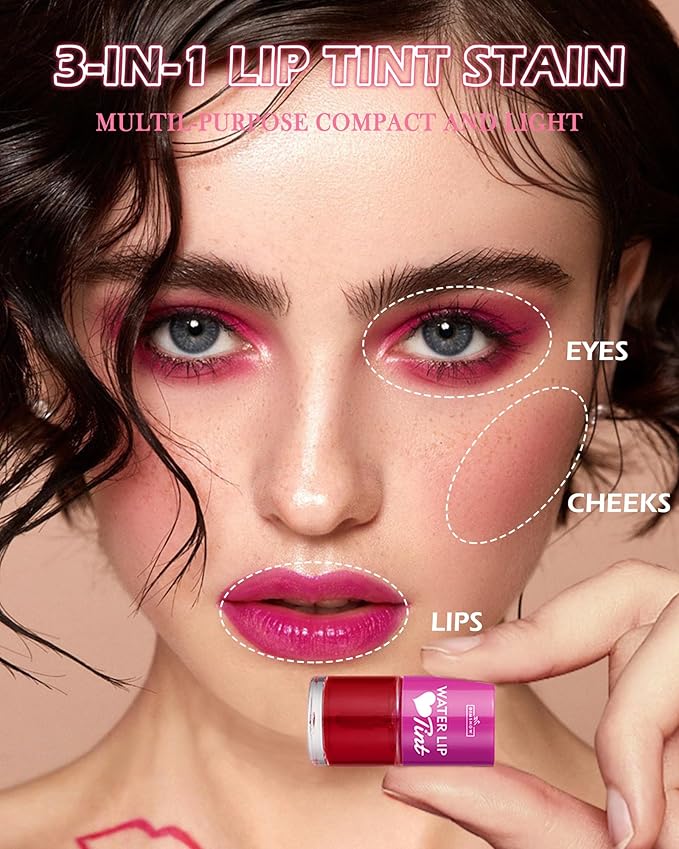 2 Colors Lip Tint Stain Set, Watery Tint Lip Gloss Long Lasting Waterproof Non-Stick Cup, Korean Lip Tint Glossy Lip Stain Mini Liquid Lipstick, Matte Velvet Tinta Para Labios Multi-use Lip Cheek Tint