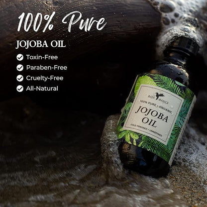 Pure Jojoba Oil for Skin Cold Pressed Moisturizer for Face, Body, Nails and Hair – Multi-Purpose Beauty Product – Vitamin E – Anti-Aging, Hydrating Oil for Men and Women – 4 oz Bottle