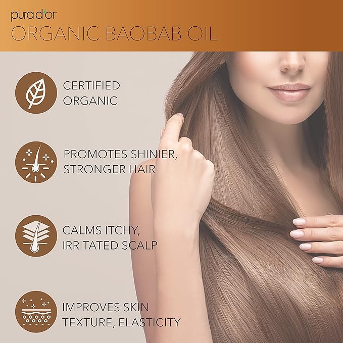 PURA D'OR Organic Baobab Oil (4oz