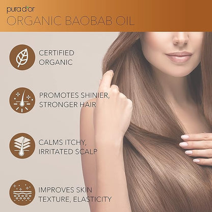 PURA D'OR Organic Baobab Oil (4oz
