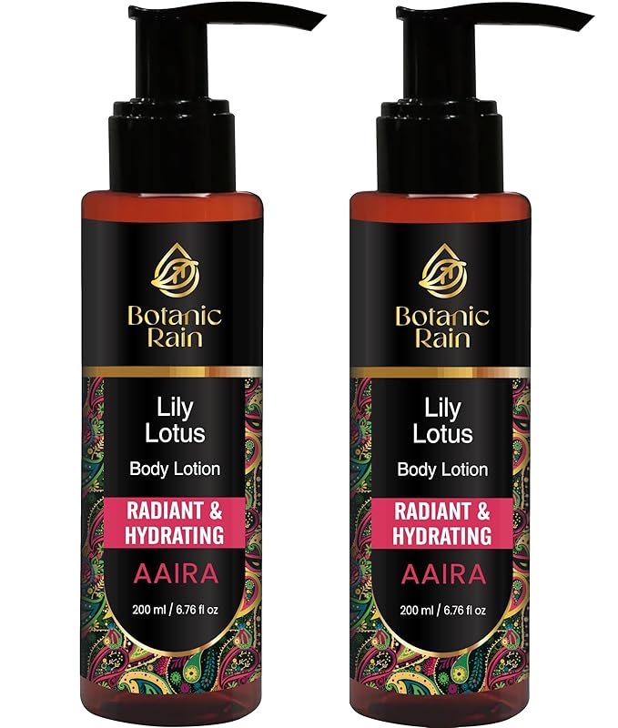 Organic Body Lotion For Crepey Skin Repair For Women, Natural Moisturizer With Lily & Lotus, Vegan and Ayurveda Products 6.76 fl oz (Pack of 2)