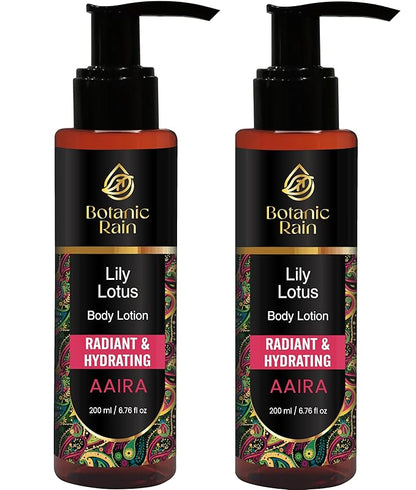 Organic Body Lotion For Crepey Skin Repair For Women, Natural Moisturizer With Lily & Lotus, Vegan and Ayurveda Products 6.76 fl oz (Pack of 2)