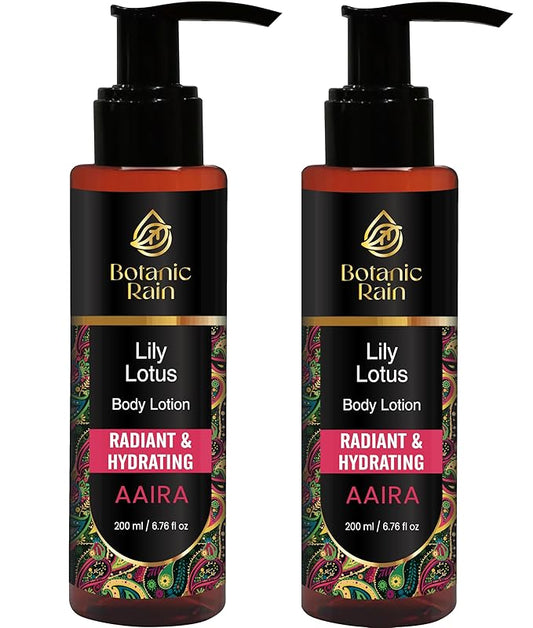 Organic Body Lotion For Crepey Skin Repair For Women, Natural Moisturizer With Lily & Lotus, Vegan and Ayurveda Products 6.76 fl oz (Pack of 2)