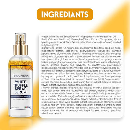 Italian White Truffle Spray Serum - Vegan Skin Care - Face Mist Hydrating Spray with Avocado & White Truffles - Face Serum for Radiant Skin - 3.38 Fl Oz