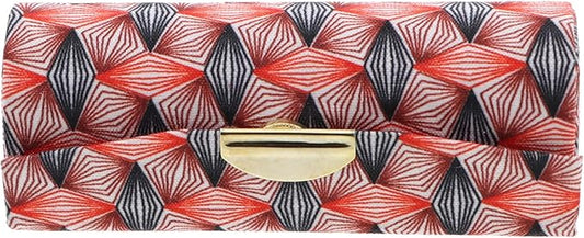 Motique Accessories Diamond Pattererned Fabric Lipstick Case with Mirror for Purse-Red