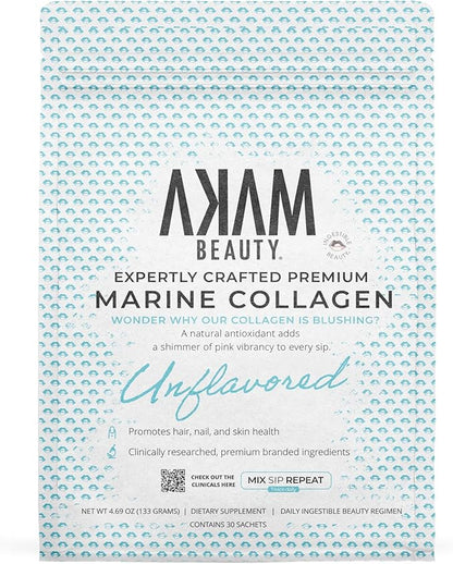 Marine Collagen Peptides Powder – 30-Count Pouch (Unflavored) – Wild-Caught, Hydrolyzed Type I – Hair, Skin, Nails & Joint Support – Ingestible Beauty® by Akam