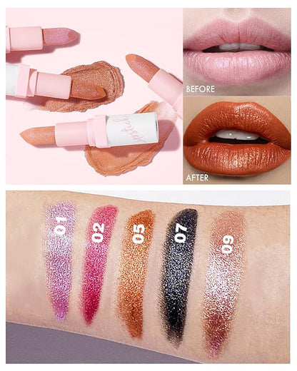 Glitter Lipstick for Women, Shimmer Sparkly Lipstick Long Glitter