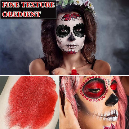 3 PCS Matte Black & White & Red Liquid Lipstick,Professional Halloween Special Effects Makeup Long Lasting Waterproof Face Body Paint Lip Gloss for Cosplay Goth Makeup