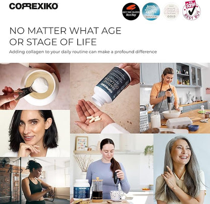 CORREXIKO Marine Collagen Supplement Pills & Powder Bundle - Includes 10,000mg Double Hydrolyzed Collagen Powder 15 oz & 5oz and 1800mg Collagen Peptides 120 Capsules - for Hair, Skin & Nails