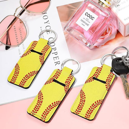 Patelai 20 Pieces Softball Lipstick Holder Keychain Lipstick