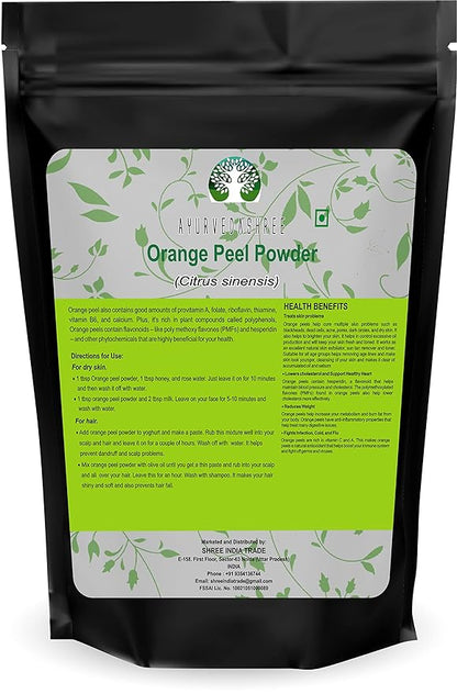 Orange Peel Powder 200 Gm - Skin and Nail Health, Rich in Vitamins C and D, Vegan and Vegetarian Friendly, All Natural, GMO Free, For Hair and Skin Care