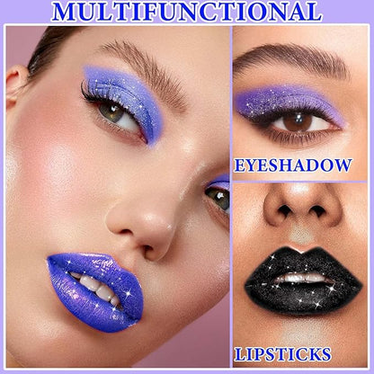 3 PCS Matte Glitter Liquid Lipstick Set,Shimmer Diamond Glitter