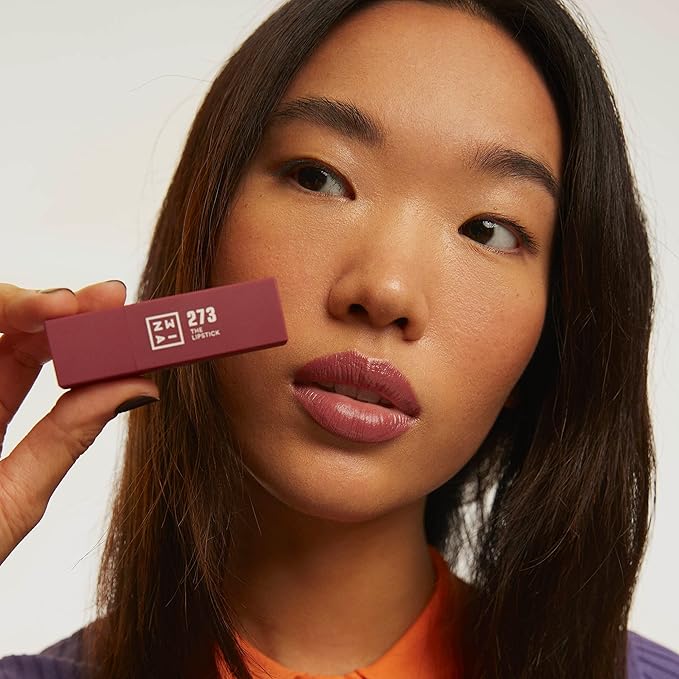 3INA The Lipstick 273 - Outstanding Shade Selection - Matte And Shiny Finishes - Highly Pigmented And Comfortable - Vegan And Cruelty Free Formula - Moisturizes The Lips - Shiny Pink Caramel - 0.11 Oz