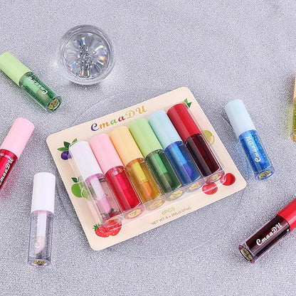 Plumping Lip Oil Set, Clear Lip Gloss for Lip Care, Fruit Flavour Hydrating Lip Glow Oil Toot Lip Oil, Nourishing, Non-sticky