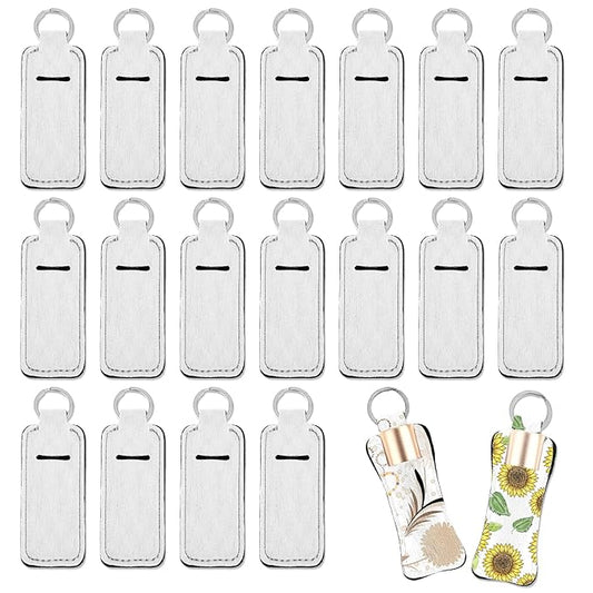 20 Pieces Sublimation Chapstick Holder, Sublimation Keychain Blanks, Ring