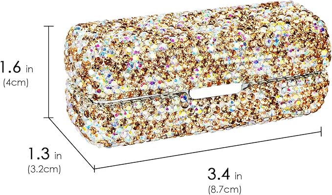 Lipstick Case with Mirror, Rhinestone Crystal Lipstick Organizer Organizer