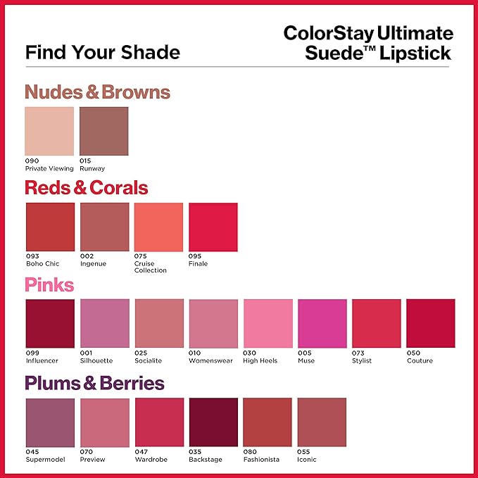 REVLON ColorStay Ultimate Suede Lipstick, Longwear Soft, Ultra-Hydrating Longwear