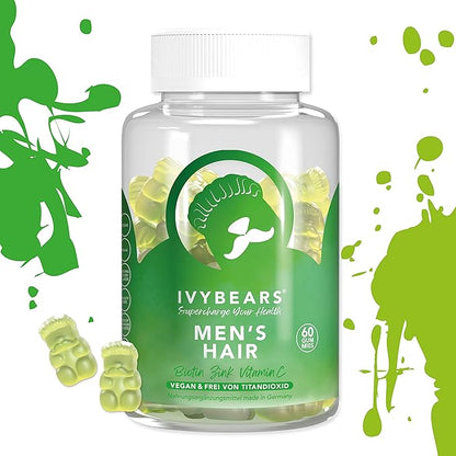 Men’s Hair Vitamins Gummies – Biotin, Folic Acid, Zinc – Daily Multivitamin for Hair, Skin & Nails – Vegan, Salon-Quality Hair Care