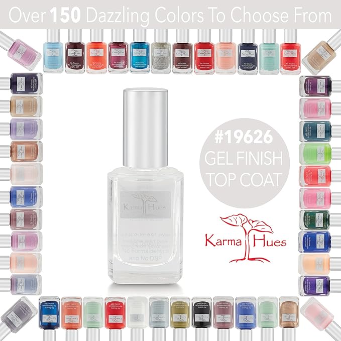 karma organic Gel Top Coat Nail Polish 0.43 FL oz, UV Shine Finish Quick Dry, No Wipe Nail Lacquer, Long Lasting No Chip Top Coat