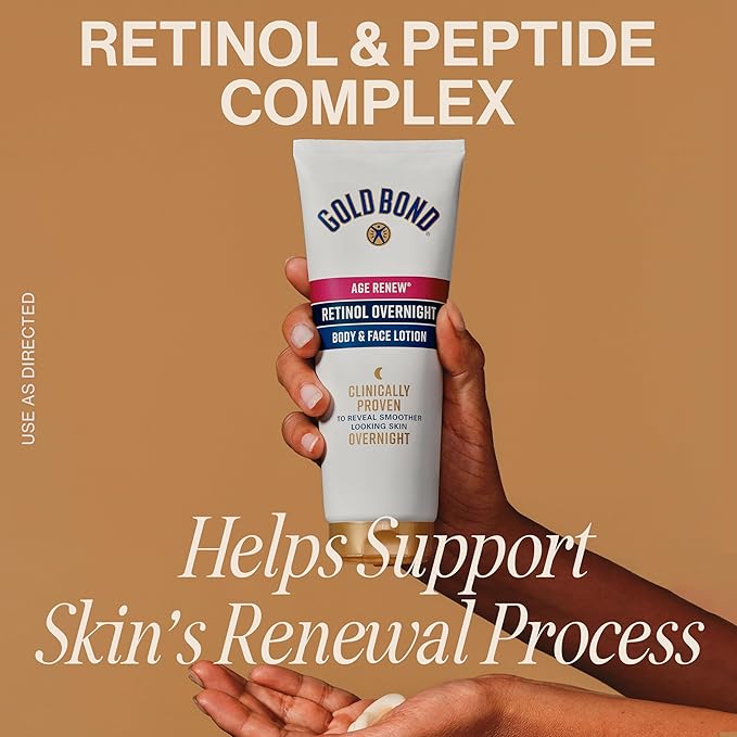 Gold Bond Age Renew Retinol Overnight Body & Face Lotion, With Retinol & Peptide Complex, 7 oz.