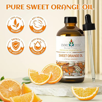 EVOKE OCCU Orange Essential Oil for Clean Diffuser Hair Spray, DIY Candle and Soap - 4 Fl Oz