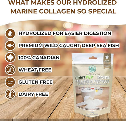SmartPEP Hydrolized Marine Collagen Peptides Powder (100 gram) Wild Caught Fish, Highly Digestible Marine Collagen Supplement, Tasteless, Great for Skin