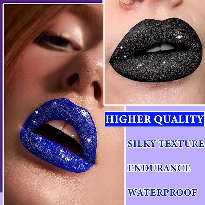 3 PCS Matte Glitter Liquid Lipstick Set,Shimmer Diamond Glitter
