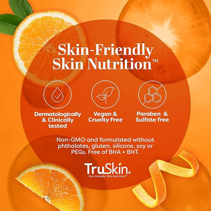 TruSkin Vitamin C Serum For Face – Anti Aging Formula with Vitamin C, Hyaluronic Acid, Vitamin E – Brightening Serum – Improve Appearance of Dark Spots, Tone, Fine Lines & Wrinkles, 1 Fl Oz